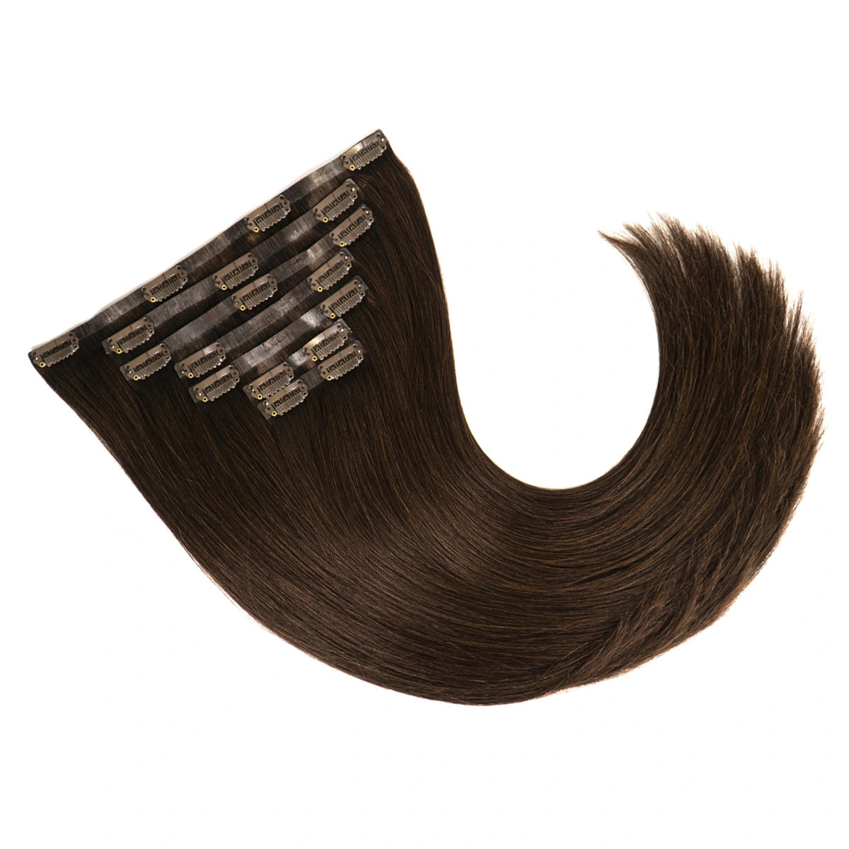Clip in Hair Extension color no#2 9A Dark Brown Clip in Remy Human Hair Extensions 7pcs/120g/#2 main image 3